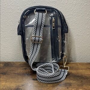 Clear Stadium Approved Crossbody Bag Black Trim Cloth Adjustable Strap